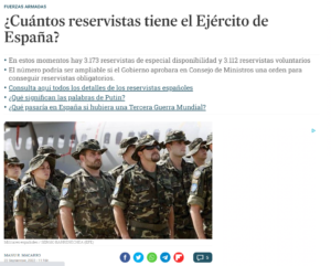 Lee más sobre el artículo Diario de Sevilla: ¿Cuántos reservistas tiene el Ejército de España?